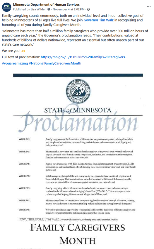 Family Caregivers Month Facebook post 