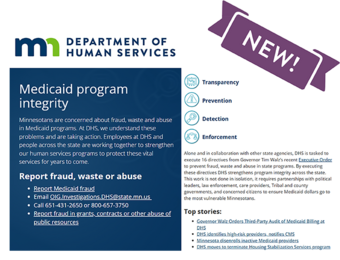 Screenshot from new program integrity webpage