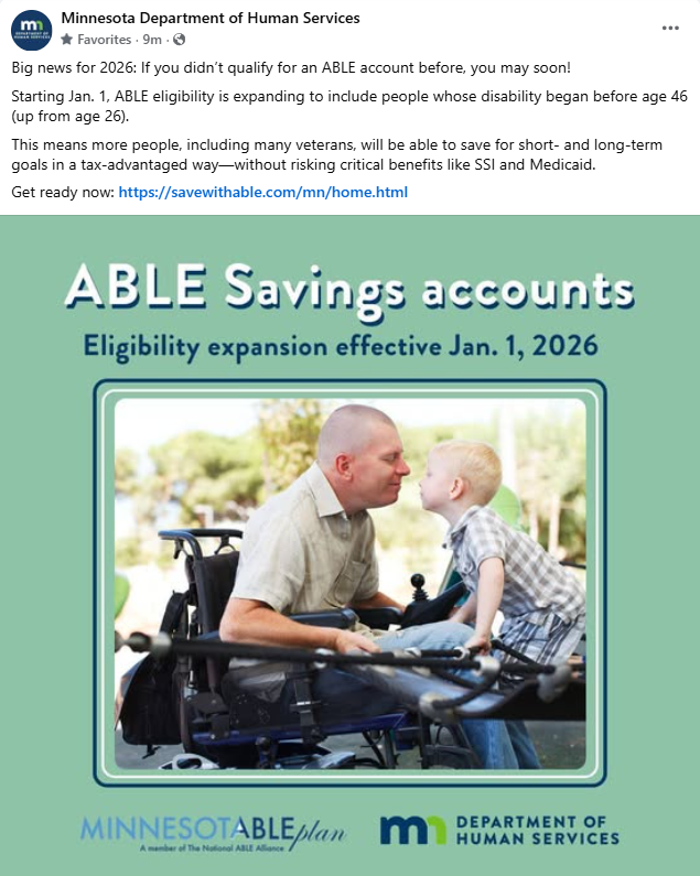 ABLE account eligibility expansion Jan. 1, 2026