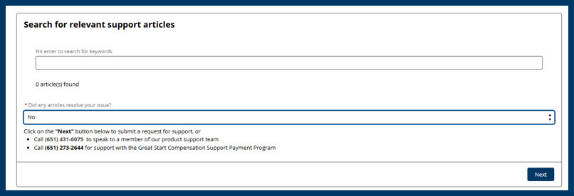 Screenshot of searching for articles in the Provider Hub
