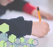 Stock photo of child writing
