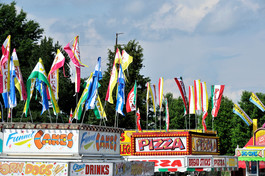 Colorful fair food truck signage