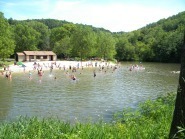 crowded swimming beach