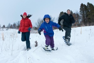 Family snowshoeing