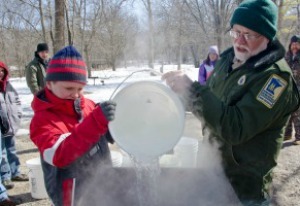 pouring maple sap