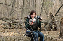 woman birdwatching