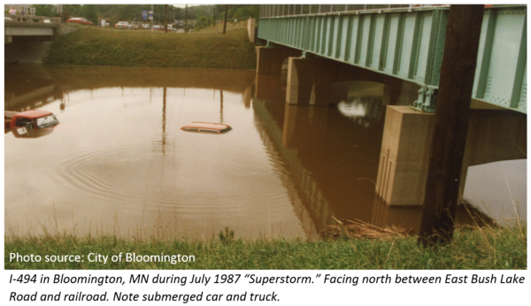 July 1987 flooding in Bloomington between East Bush Lake Road and the railroad
