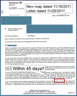 Example of 45 day letter from lender saying insurance required