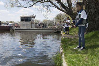 kids fishing from shore