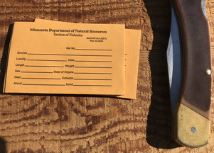collection card next to a knife 