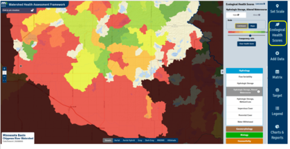 Map of chippewa watershed altered watershed health score