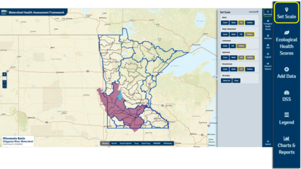 Screen shot of Watershed Health Assessment Framework (WHAF) page