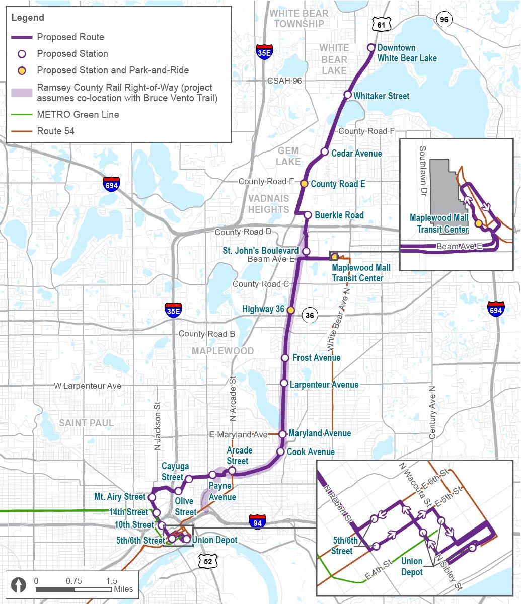 Rush Line Bus Rapid Transit map