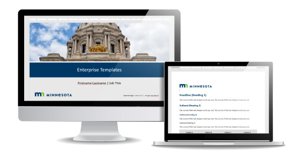 PowerPoint and Word templates displayed on a computer