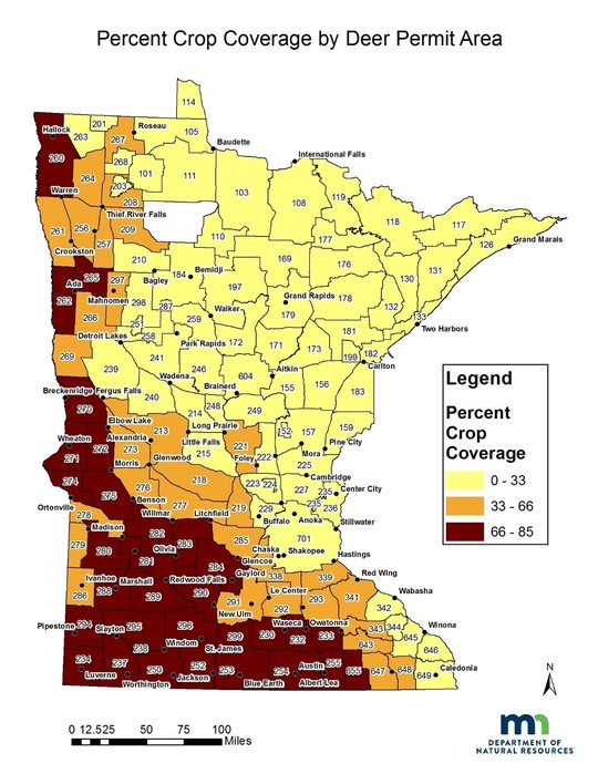 Map of crop coverage in Minnesota
