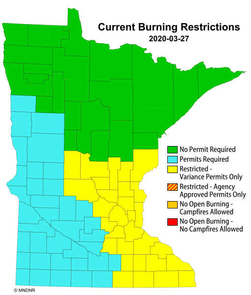 Statewide burning restrictions map