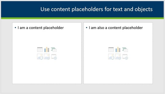 Screen shot of slide with content placeholders