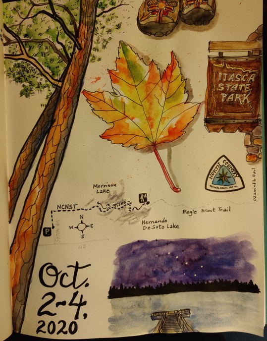 Sketches of fall leaves and parks sights