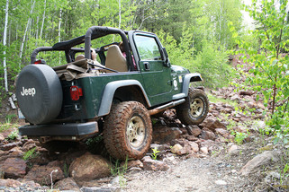 Jeep on a rock crawl