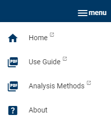 Menu in WHAF Land Cover application