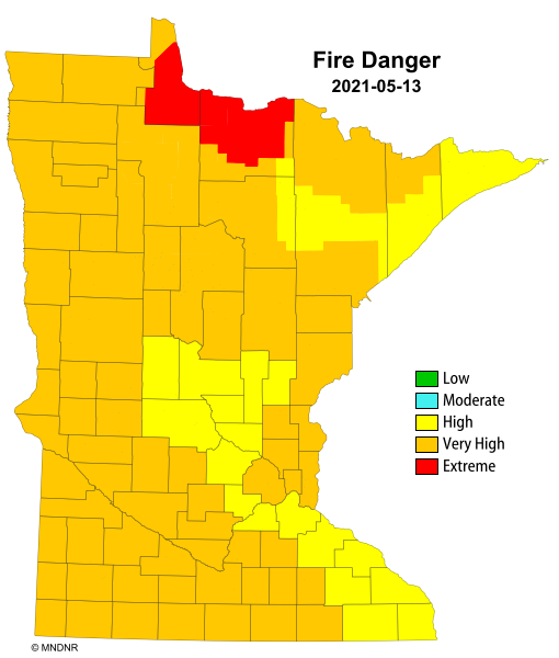 Minnesota statewide fire danger map