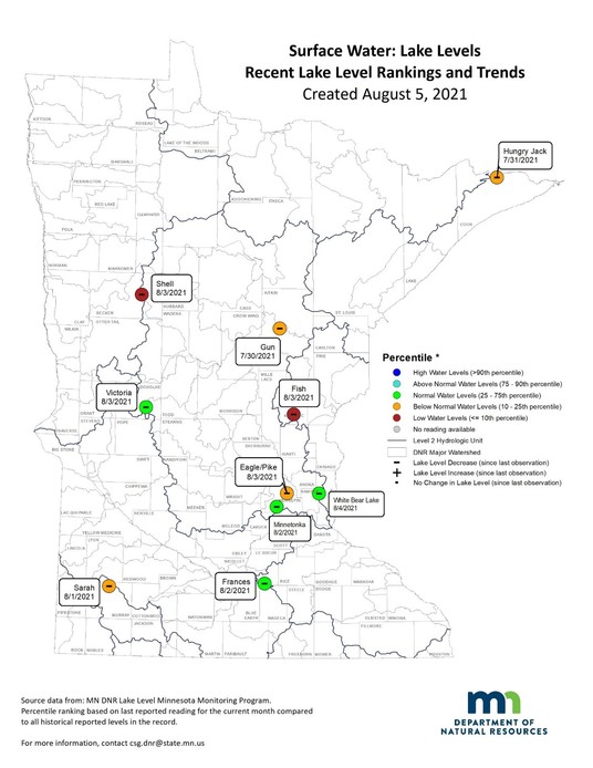 Lake levels map