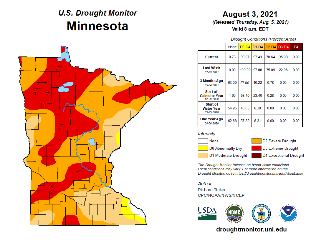 August 3 drought map