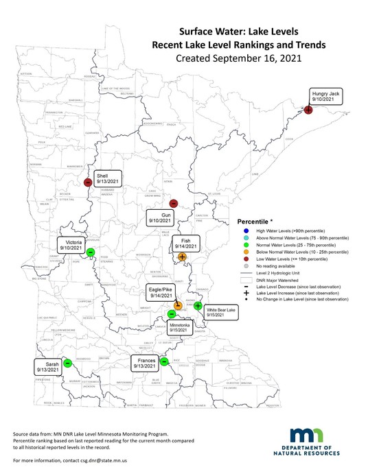 Lake water levels map