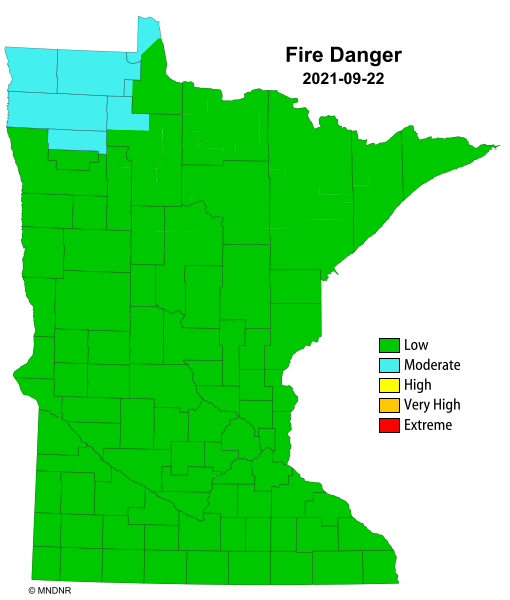 map of current Minnesota fire danger