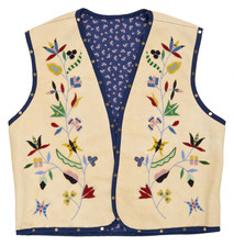 White vest with floral beadwork design