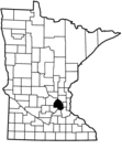 Map showing location of Hennepin County in east-central Minnesota