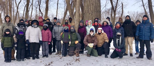 A photo of a group of people who went on the First Day Hike at Minneopa State Park