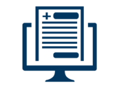 Icon of a Word document coming out of a computer