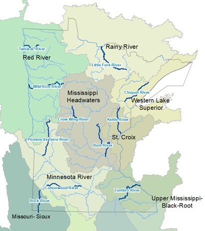 River names placed in the map within the correct basin