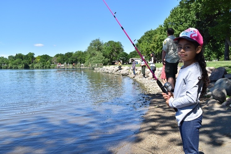 A girl fishing