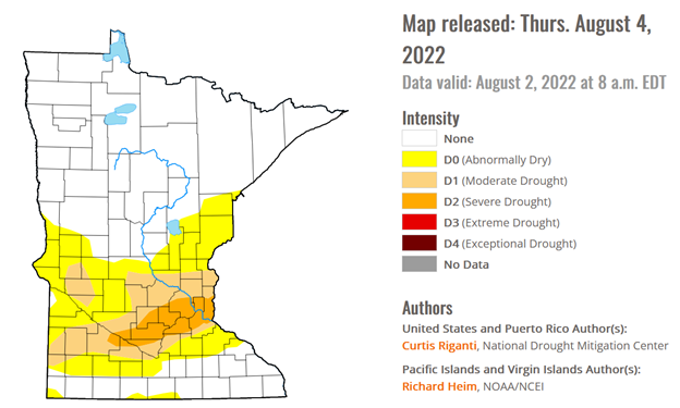 August 4 2022 Minnesota Drought Map