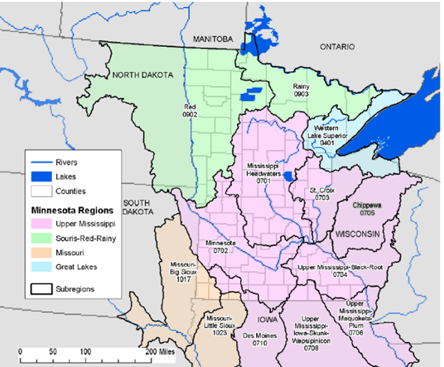 Minnesota watersheds map