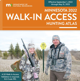 Cover of Walk-In Access Atlas 2022 with hunters, DNR logo and validation requirement language