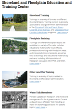 Clip of Shoreland and Floodplain Education Center page