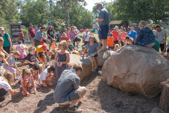 Children search for agates at the Minnesota State Fair