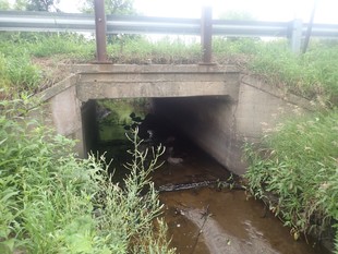 Before photo showing one smaller box culvert