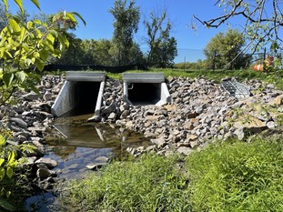 After photo showing two box culverts and a higher relief culvert