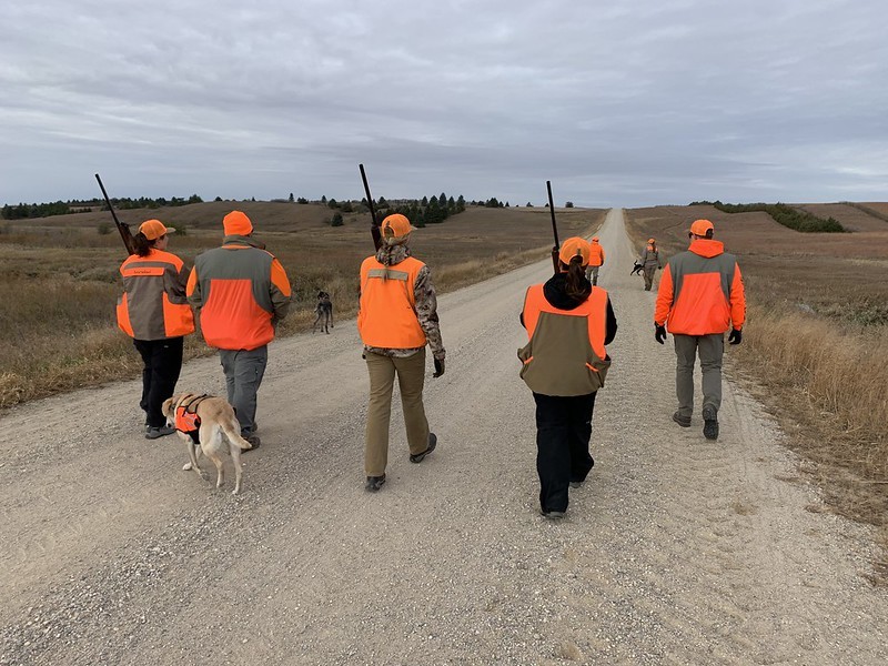 The hunting party heads out into the field during the 2022 Governor's Pheasant Hunting Opener