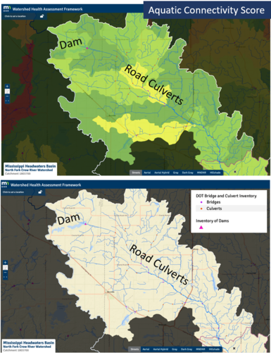 North Fork Crow River Aquatic Connectivity health score