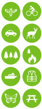 DNR icons on green circle backgrounds
