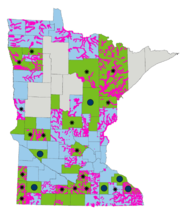 Map showing type of FEMA maps in MN counties 