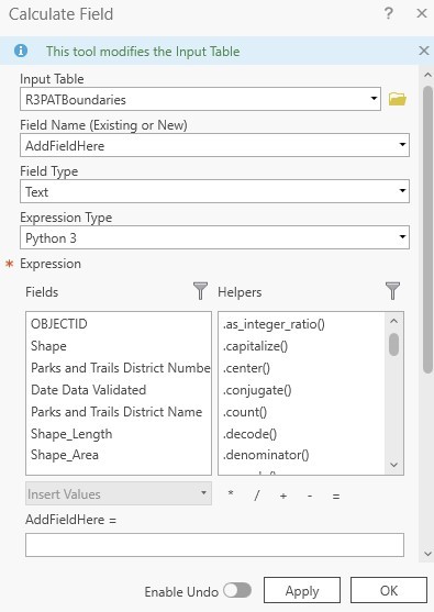 Calculate Field tool