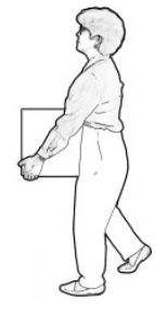 Person with correct posture for lifting a box.