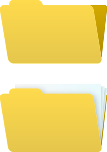 Two icons, one folder with files and one that's empty