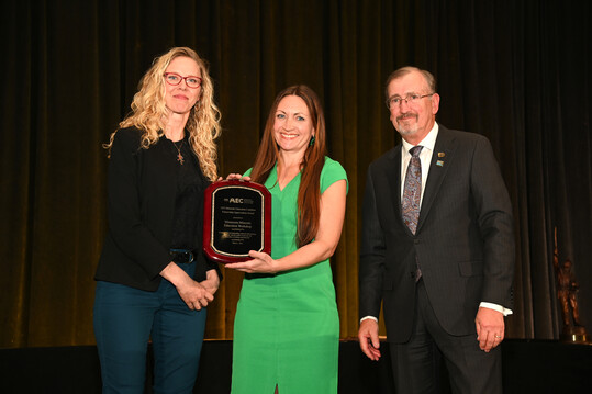 Sara Welna accepted the Minerals Education Coalition Partnership Appreciation award